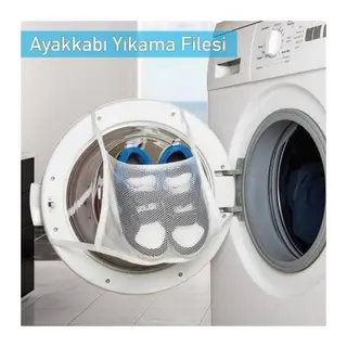 Pratik Çamaşır Makinesi Kapağa Bağlamalı Ayakkabı Yıkama Filesi