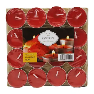 16 Parça Kırmızı Tea Light Yuvarlak Mum