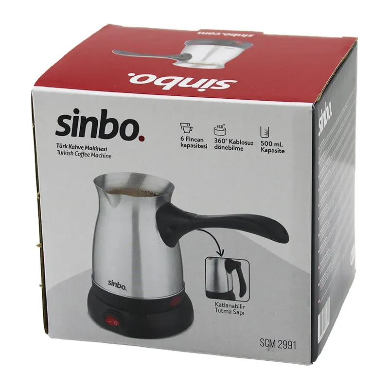 Çelik Elektrikli Cezve Türk Kahve Makinesi - 6FİNCAN=500ML 360 Derece Kablosuz Kullanım Katlanır Kulp 600W SCM-2991