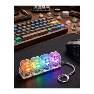 Işıklı Mekanik Tuş Anahtarlık Klik Sesli Stres Oyuncağı Fidget