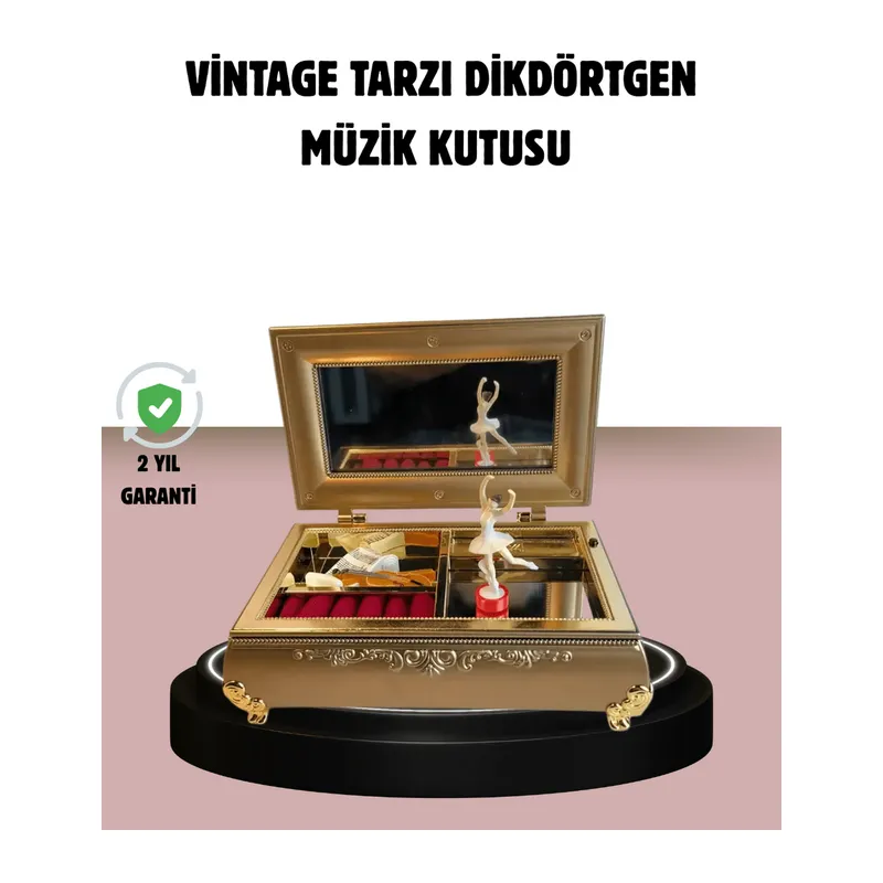 Balerinli Müzikli Takı Kutusu Piyano Tasarım Kız Çocuk Hediyelik
