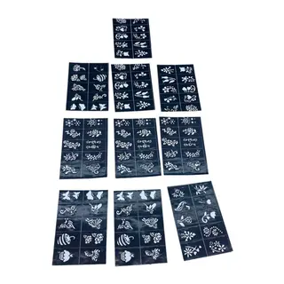 Çiçekli 10X14CM Tüp Kına Desen Çıkartma Şablonu 12 Parça
