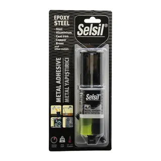 Selsil Epoxy Steel Metal Şırınga Epoksi Yapıştırıcı 28GR. Metal - Çelik - Alüminyum - Ahşap - Plastik