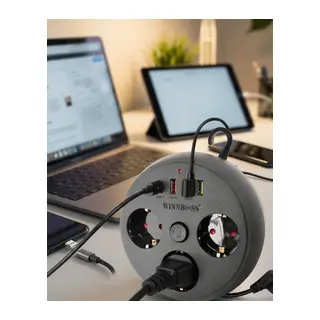 Çoklu Priz Akım Koruma 3 Soket 3 USB Type C Hızlı Şarj 2m Uzatma Kablosu