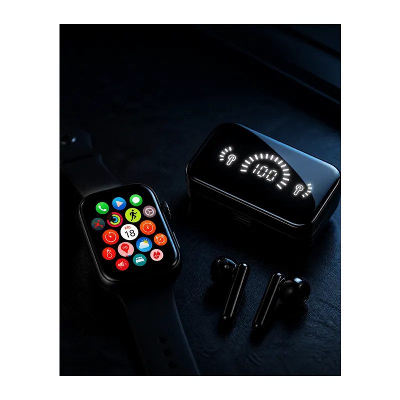 Şık Tasarımlı Akıllı Saat ve Bluetooth Kulaklık Seti Suya Dayanıklı ve Çok Fonksiyonlu