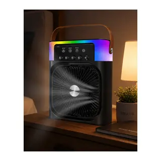 USB Şarjlı Masaüstü Sprey Fan Taşınabilir Serinletici RGB Işıklı Mini Klima