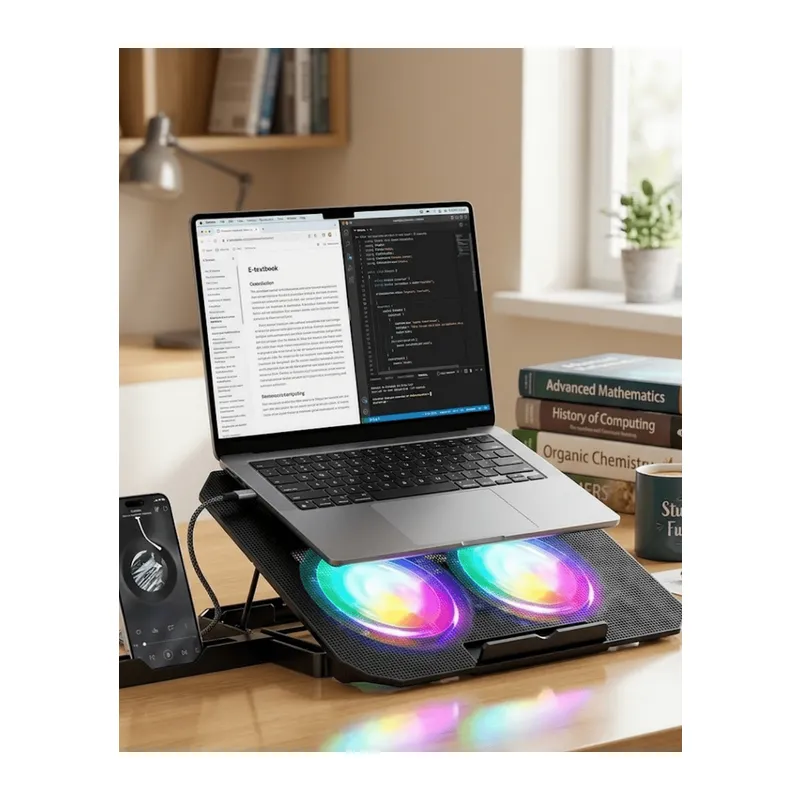 Notebook Soğutucu Stand RGB Aydınlatmalı İki Fanlı Laptop Altlığı