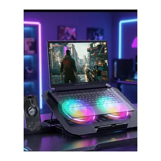 RGB Işıklı Laptop Soğutucu Stand Çift Fanlı Sessiz Çalışan Ayarlanabilir
