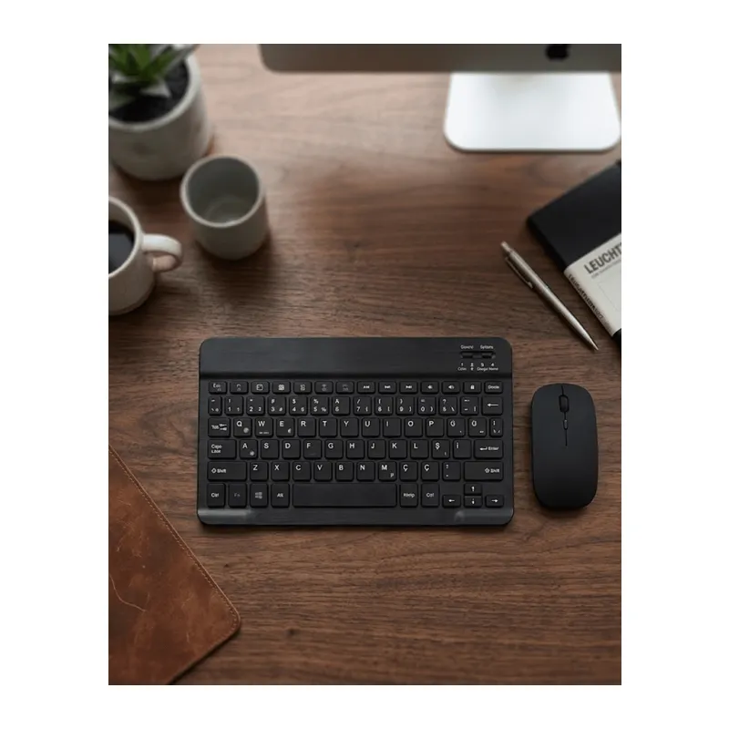 Wireless Klavye Mouse Seti Bluetooth Bağlantılı İnce Tasarım Sessiz Kullanım
