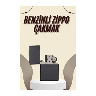 Çakmak Parlak Siyah Benzinli Çakmak Cep Boy Doldurulabilir