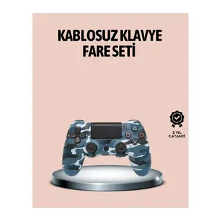 Bluetooth Kablosuz PS4 Gamepad Çift Motorlu Siyah Controller