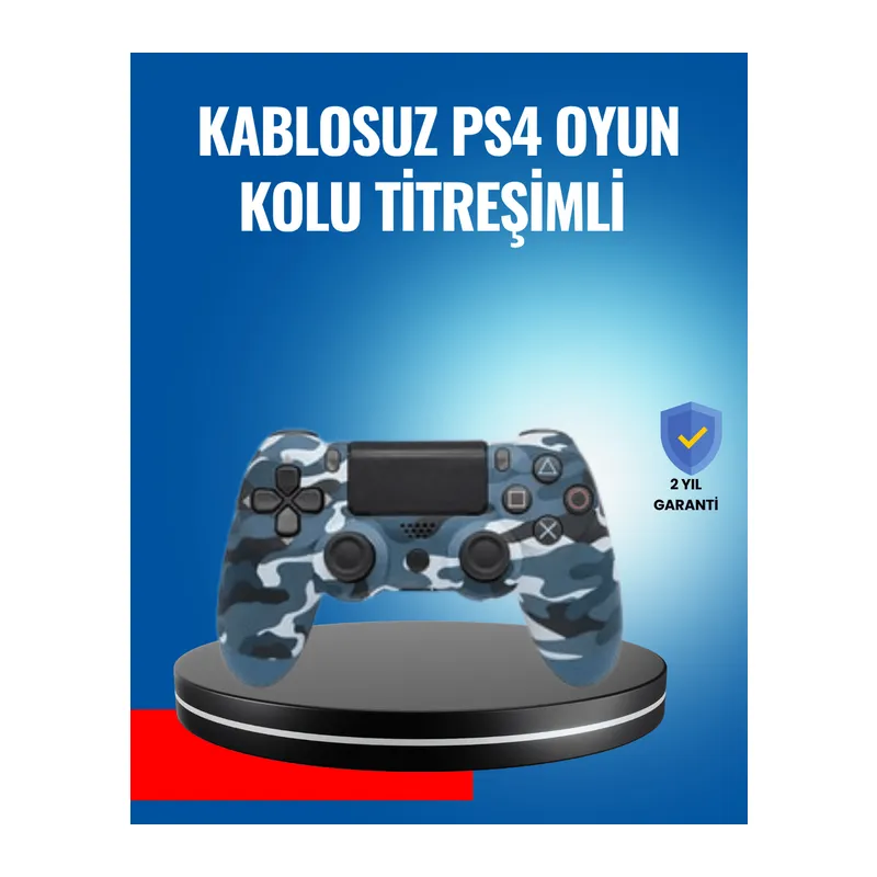 Bluetooth Kablosuz PS4 Gamepad Çift Motorlu Siyah Controller