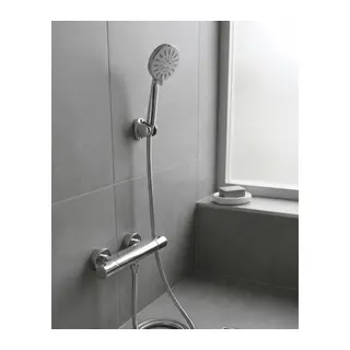 Krem Duş Başlığı Seti 4 Kademeli El Duşu Spiral Hortumlu Banyo Seti
