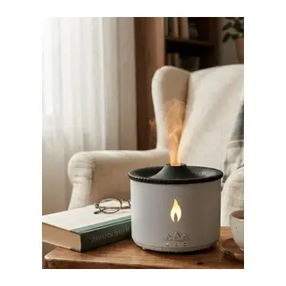 LED Alev Efektli Aroma Difüzörü Ultrasonik Hava Nemlendirici Gece Lambası Fonksiyonlu