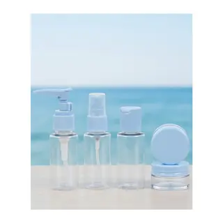 5’li Seyahat Dolum Şişe Seti 30 ml Şeffaf Taşıma Çantalı