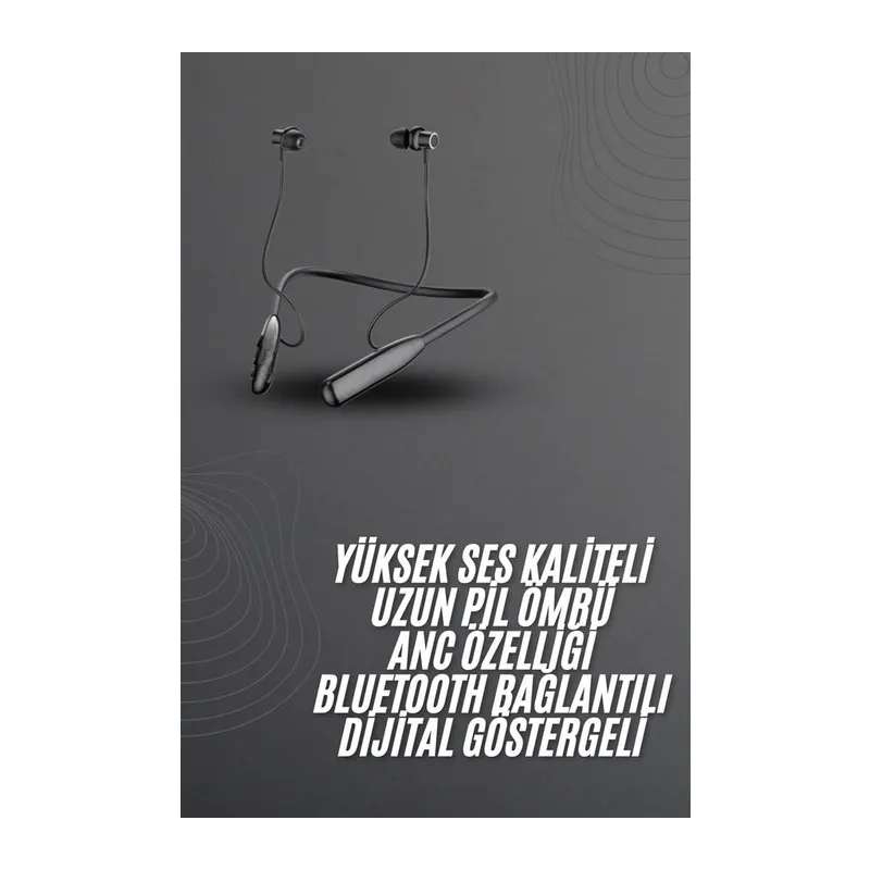 100 Saat Bluetooth Kulaklık Dijital Göstergeli ANC Özelliği Kablolu
