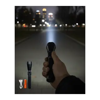 Yüksek Lümenli Şarjlı El Feneri 9000mAh Güçlü Işık ve Taşıma Çantalı Set