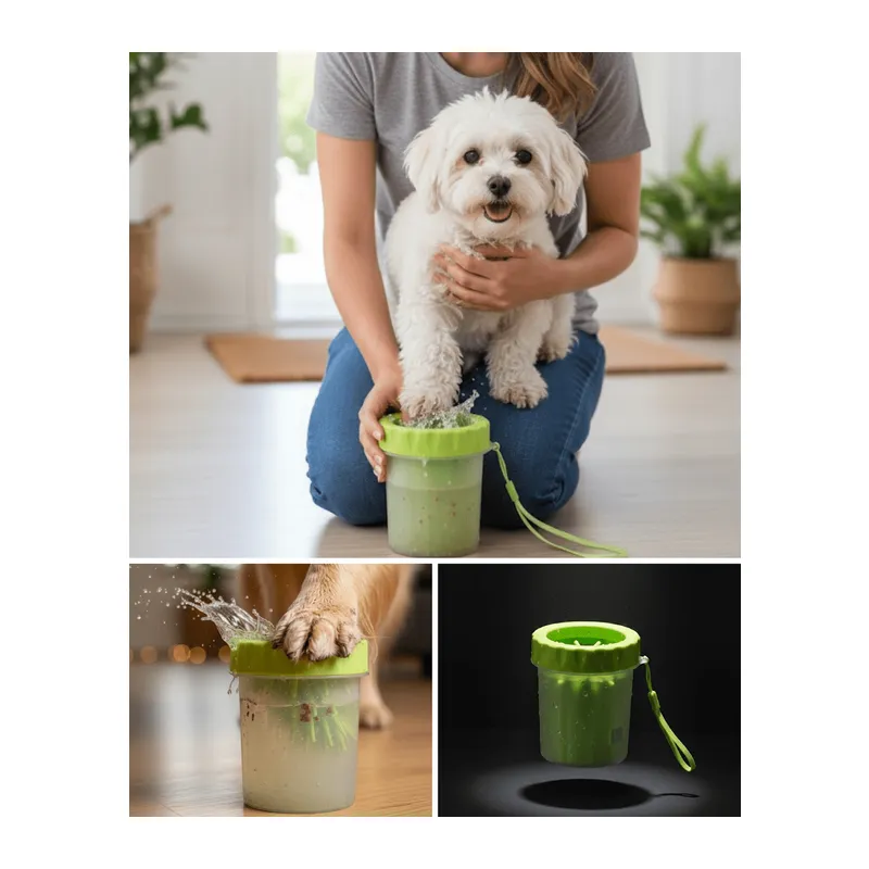 Taşınabilir Köpek Ayak Temizleme Aparatı Silikon Fırçalı