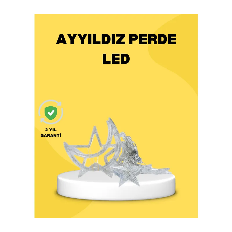 126 LED’li Yıldız Ay Perde Işık Prizden Çalışan Dekoratif Aydınlatma