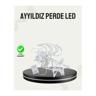 Prizli Yıldız Ay Perde LED Işık Ev ve Organizasyon Dekoru