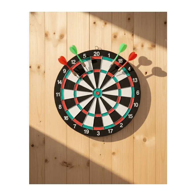 15 İnç Dart Tahtası 4 Metal Uçlu Dart Oku Dayanıklı Ahşap Gövde