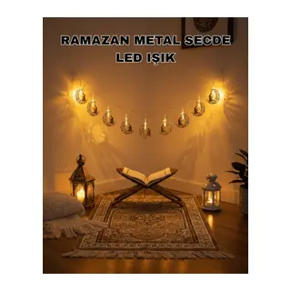 Ay ve Secde Tasarımlı Sıcak Beyaz LED Ramazan Işığı