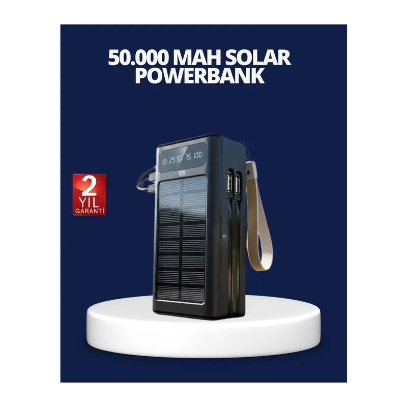 Güneş Panelli Powerbank LED Işıklı Taşınabilir Şarj Cihazı