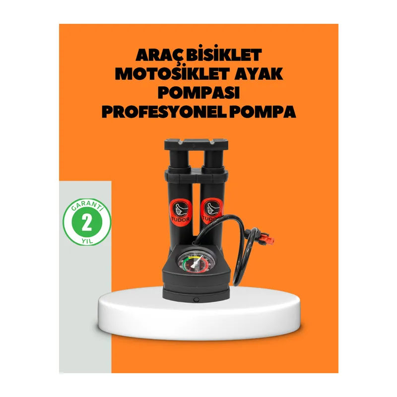 Ayaklı Bisiklet Pompası Basınç Göstergeli Çok Amaçlı
