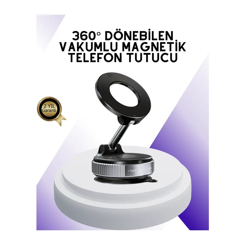 Manyetik Araç Telefon Tutucu 360 Derece Dönebilen Vakumlu Stand