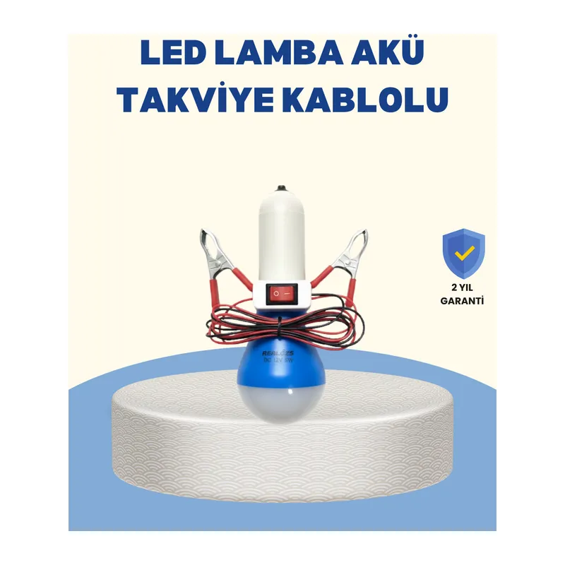 Timsah Kıskaçlı 12V LED Ampul Kamp ve Acil Durum Lambası