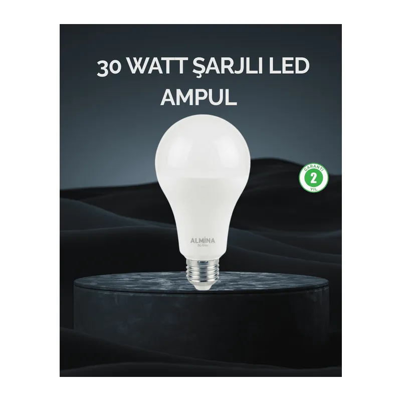 Şarjlı LED Ampul 30 Watt Soğuk Beyaz