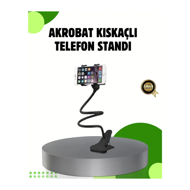 Akrobat Masaüstü Mandallı Telefon Tutucu 360 Derece Dönebilen