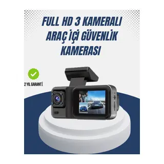 1080P Üç Kameralı Araç Kamerası Wi-Fi Destekli Park Modu ve G-Sensörlü