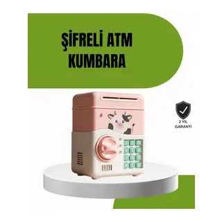 ATM Tasarımlı Pembe Işıklı Sesli Çocuk Kumbarası