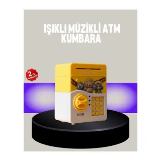 Sarı Şifreli Eğitici Çocuk Kumbarası Otomatik Para Girişli