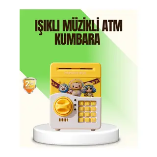 Sarı Elektronik Şifreli ATM Görünümlü Çocuk Kumbarası