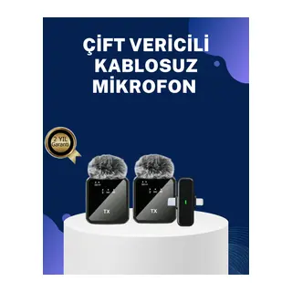 2in1 Kablosuz Yaka Mikrofonu iOS ve Android Uyumlu