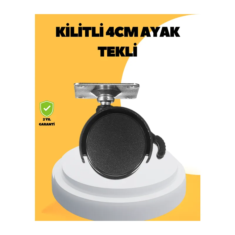 4 cm Kilitli Mobilya Tekerleği Tekli Sessiz ve Dayanıklı
