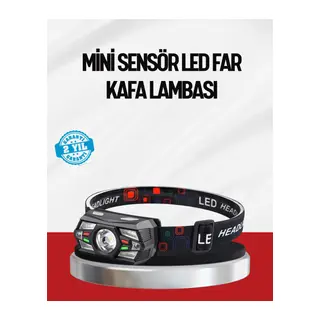 Sensörlü LED Kafa Lambası Kırmızı Beyaz Işık Ayarlanabilir
