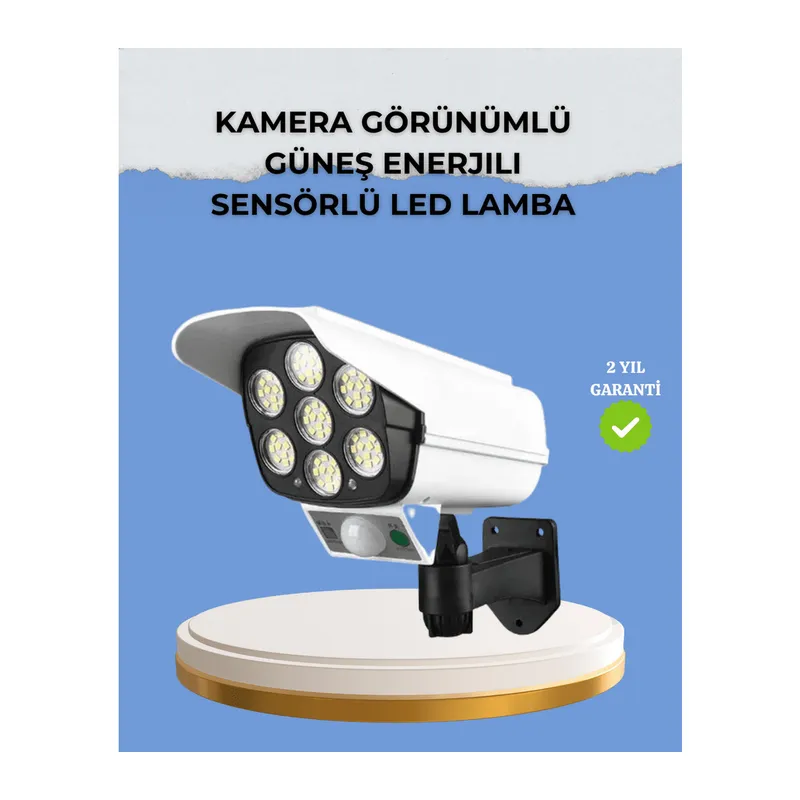 Kamera Görünümlü Solar LED Lamba Hareket Sensörlü Uzaktan Kumandalı Bahçe Duvar Aydınlatması