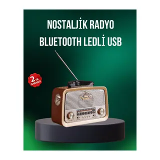 Taşınabilir Nostalji Radyo Bluetooth USB AUX Girişli