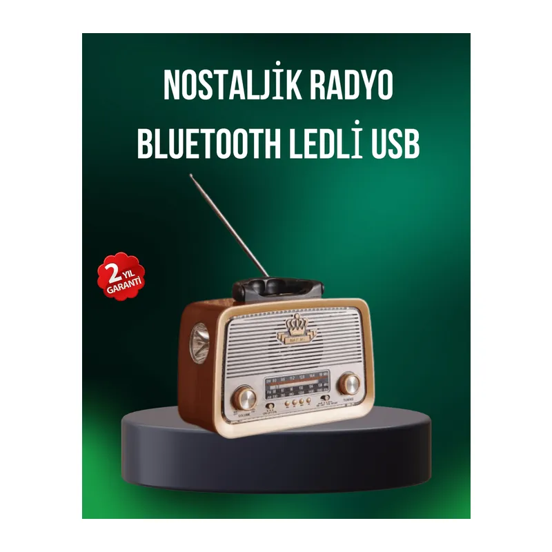 Taşınabilir Nostalji Radyo Bluetooth USB AUX Girişli
