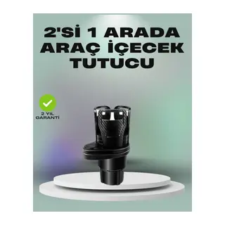 Araba Çift Bardak Tutucu 360° Dönebilen İkisi Bir Arada Ayarlanabilir