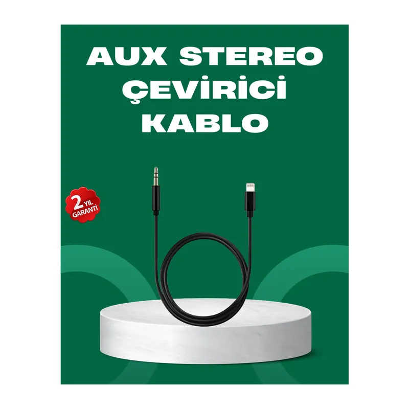 Lightning to 3.5mm Aux Ses Dönüştürücü Kablo 1 Metre Stereo Uyumlu