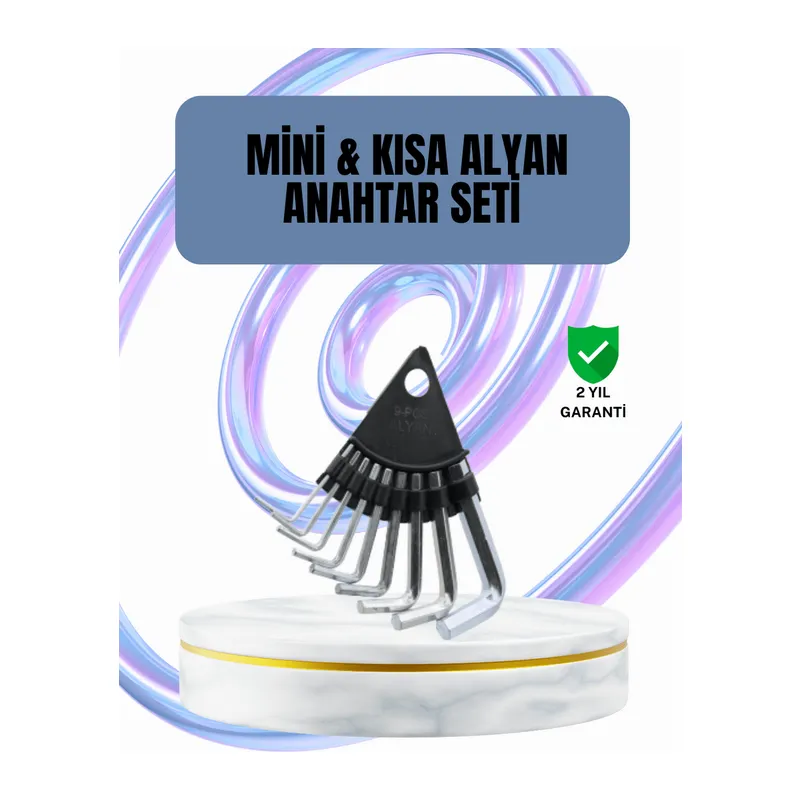 9 Parça Alyan Anahtar Seti Altıgen Uçlu Mobilya ve Tamir İçin