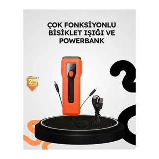 600 Lümen Bisiklet Ön Işık Powerbankli Çakar COB Led