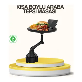Araç Bardaklık Tepsisi 360° Dönebilen Kol Ayarlı Geniş Yemek Alanlı