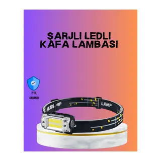 Beyaz Led Işık Sensörlü Kafa Lambası Lityum Batarya Led El Fenerli Şarjlı