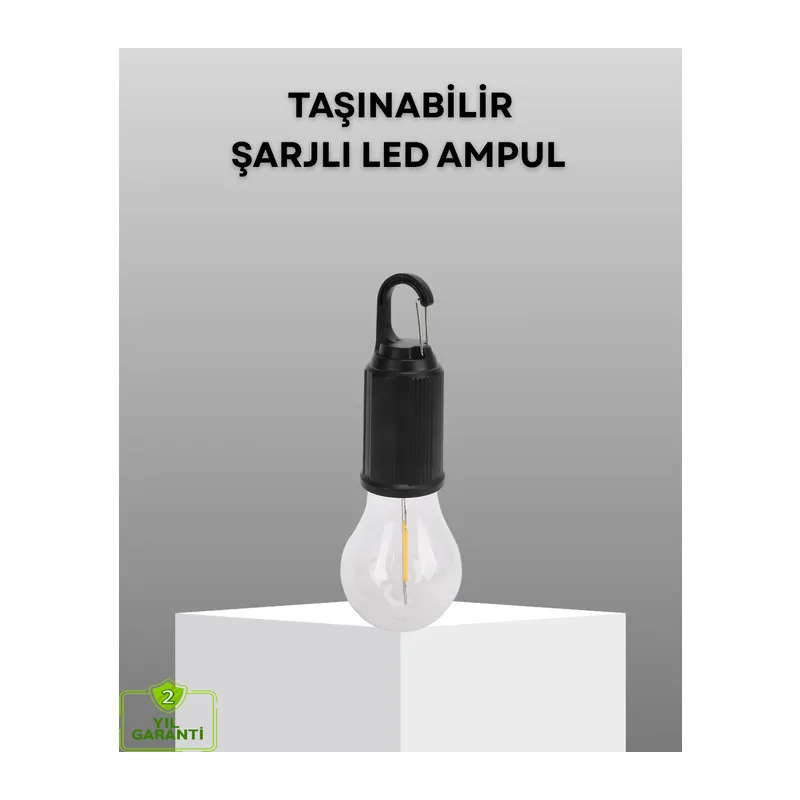 Şarjlı Kancalı LED Lamba – Kamp, Balkon ve Acil Durum Işığı