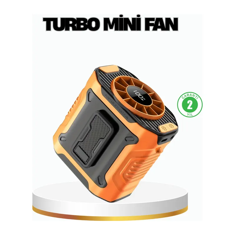 Turbo Mini Taşınabilir Fan – 100 Kademeli Dijital Hız Kontrolü ve Type-C Şarj